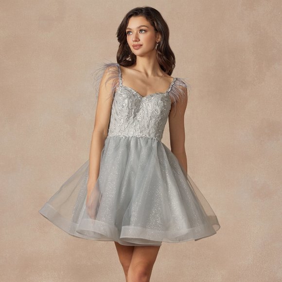 NEW SLEEVELESS BABY DOLL POLYESTER DRESS EMBROIDERED WITH RHINESTONES JT 881 - Picture 1 of 9